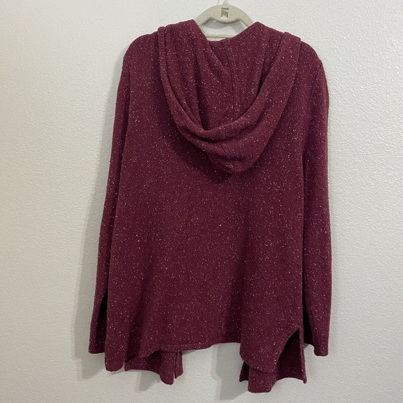 Isabella Bird Womens Sweater Cardigan Size L Duster Hoodie Silk Wool Blend Red - Picture 2 of 7